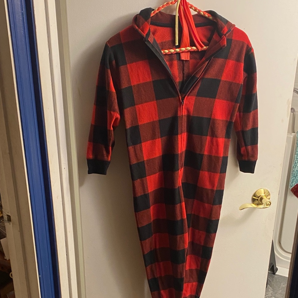 GAP Kids Red and Black Checkered Pajama onesie